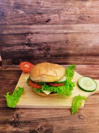 High angle view of food on table