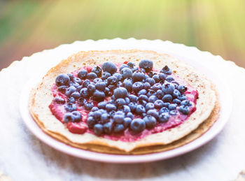 Close-up of dessert in plate on table