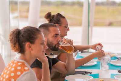 People sitting on table