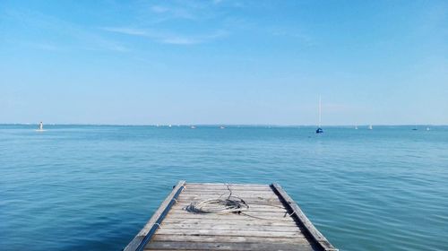 Scenic view of sea against blue sky