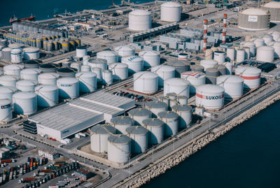 High angle view of industry at factory