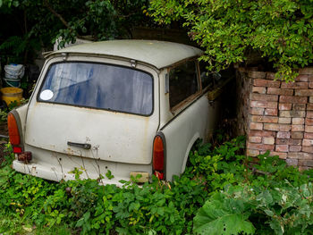 Abandoned built structure in yard