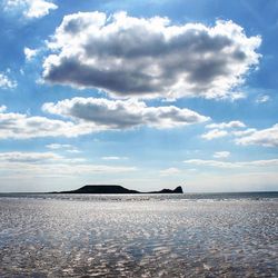 Scenic view of sea against cloudy sky