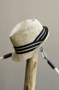 Close-up of hat against white background