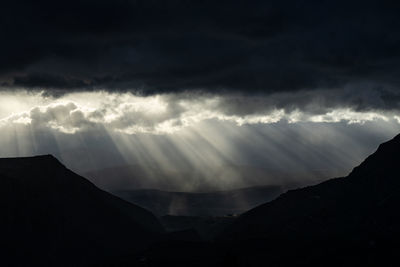 Low angle view of silhouette mountain against sky