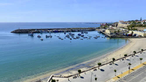 High angle view of beach against sky