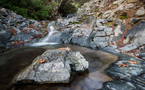 Magic waterfall and small lake