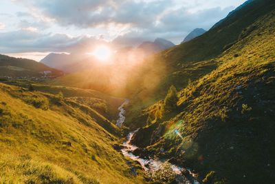 Scenic view of mountains against sky