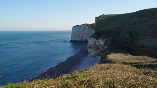 Scenic view of sea against clear sky