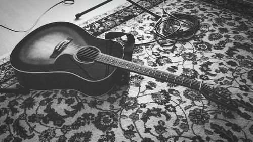 High angle view of guitar