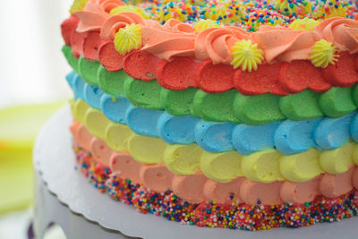 Close-up of multi colored cake