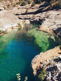 High angle view of river