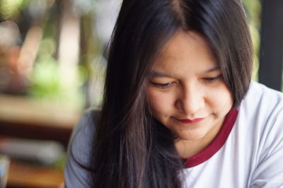 Close-up portrait of a beautiful young woman