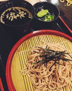 Close-up of noodles served in bowl