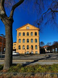 Building against clear blue sky