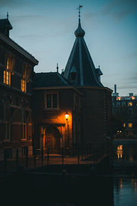 Illuminated buildings in city