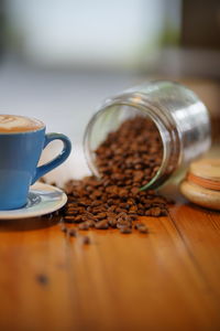 Close-up of coffee cup on table