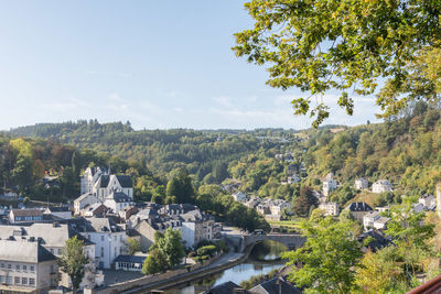 Scenic view of townscape against sky