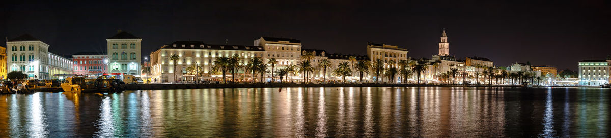 View of illuminated city at night