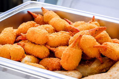 Close-up of fried chicken in container