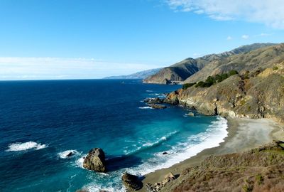 Scenic view of sea against cloudy sky