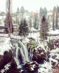 Scenic view of waterfall in winter