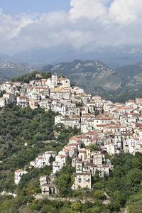 Panoramic view of rivello, old town in basilicata region, italy.