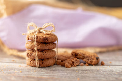 Close-up of cookies on table