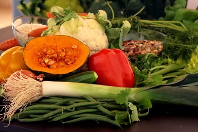 Close-up of vegetables on table