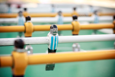 Close-up of foosball table