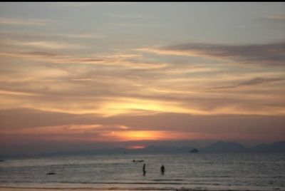 Scenic view of sea at sunset