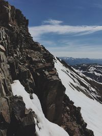 Scenic view of snow covered mountains