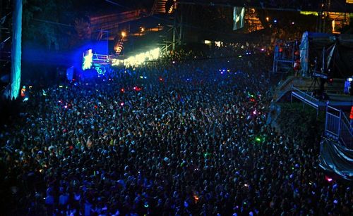 High angle view of crowd at music concert