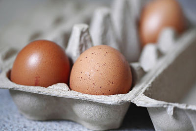 Close-up of eggs in container