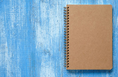 High angle view of book on table