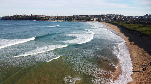 High angle view of beach against sky