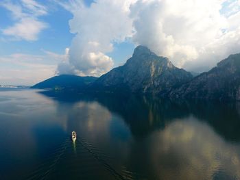 Boat sailing in sea