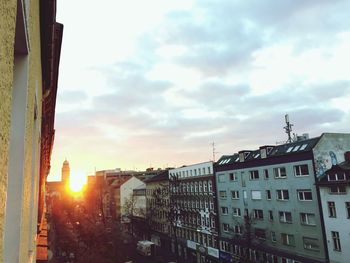 Buildings at sunset