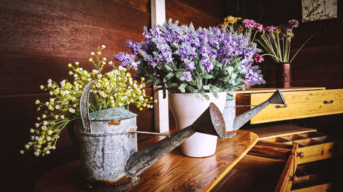 Flower vase on table
