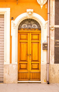 Closed door of building