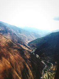 High angle view of mountain range against sky