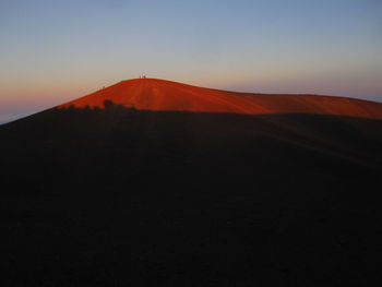 Scenic view of desert against sky during sunset