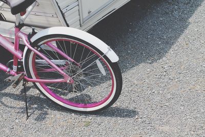 High angle view of bicycle on street