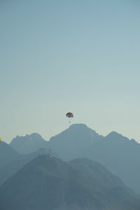 Hot air balloons against clear sky