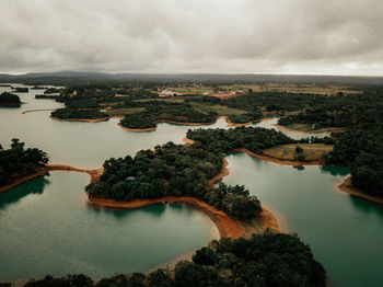 High angle view of landscape against sky