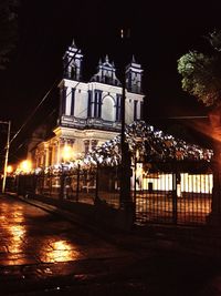 Illuminated building at night