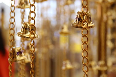 Close-up of chain hanging in store