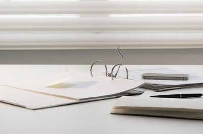 Close-up of book on table