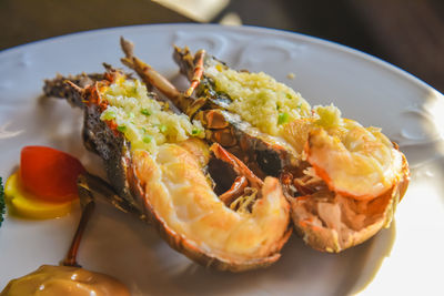 Close-up of food served in plate