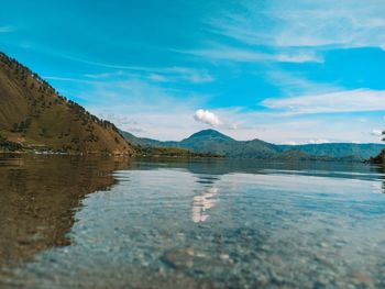 Scenic view of lake against sky